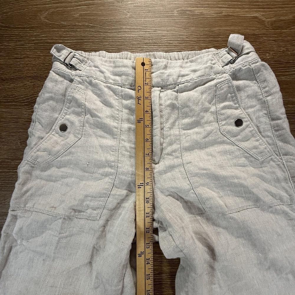 Athleta Women's 6T 100% Linen Pants Beige Pull On Relaxed Casual Coastal Minimal - Picture 8 of 10